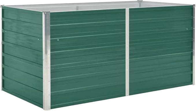 vidaXL Garden Raised Bed Galvanised Steel Rectangular Garden Planter for Flowers and Planters Raised Bed Weather-Resistant Green 63x31.5x30.3
