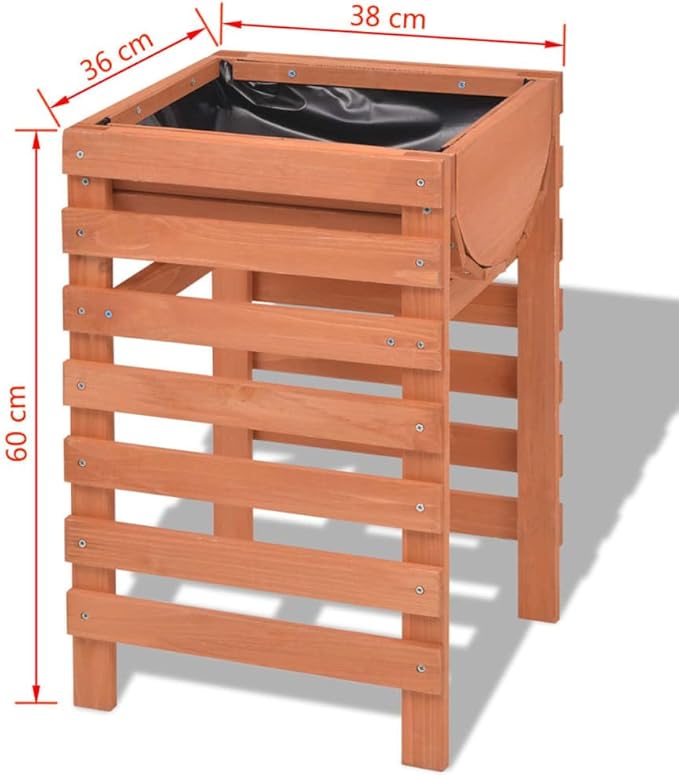 Beige Solid Chinese Fir Wood Planter 15 Rectangular Outdoor Garden Bed Raised Planters for Outdoor Plants Durable Patio Deck Decor
