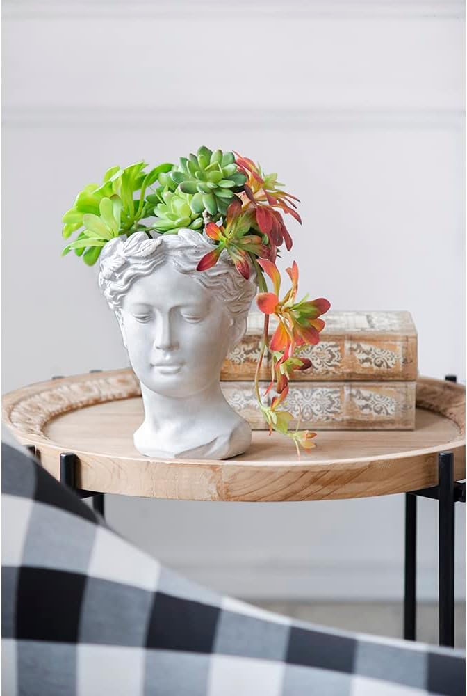 Cement Head Planter Indoor Outdoor Home GDecor D6 x 9