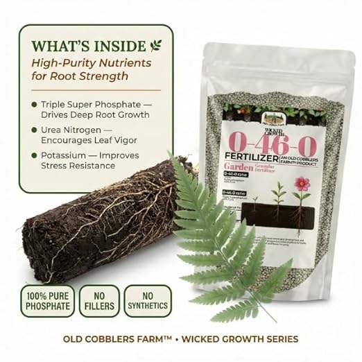 Old Cobblers Farm™ Wicked Growth 0-46-0 Fertilizer - Triple Phosphate - for Strong Roots and Vibrant Growth (5 lbs | 10 lbs | 15 lbs | 20 lbs) (10 lbs)