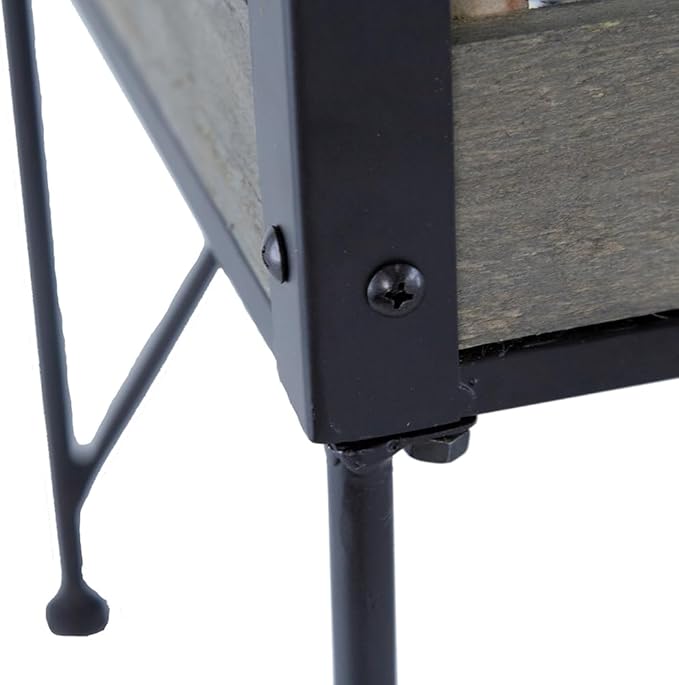 24.4x12.6x15.4 Rustic Black Trolley Cart Plant Stand Planter