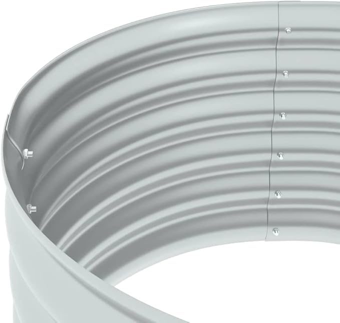 Galvanized Steel Round Raised Garden Bed 31.5 Diameter Outdoor Planter for Vegetables Herbs Flowers Silver Metal Garden Bed for Balcony Patio Backyard