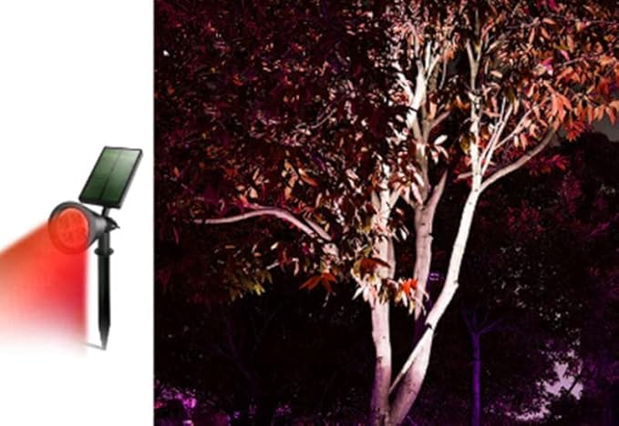 Solar Landscape Lights 4 LED Solar Spotlights 2 in 1 Waterproof Security Light Solar Lights Outdoor (Red)