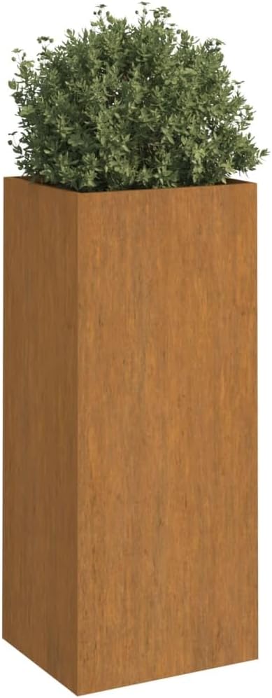 Corten Steel Raised Garden Bed 12.6x12.6x29.5 in Rustic Planter Box for Vegetable &amp Flower Outdoor Elevated Planter Box Weathered Patina Finish for Patio Balcony &amp Yard