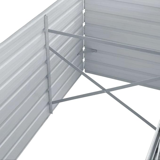 Outdoor Garden Raised Bed Galvanized Steel Metal Outdoor Garden Raised Planter Box for Flowers Vegetables Fruits Herbs Gray 94.5x31.5x17.7