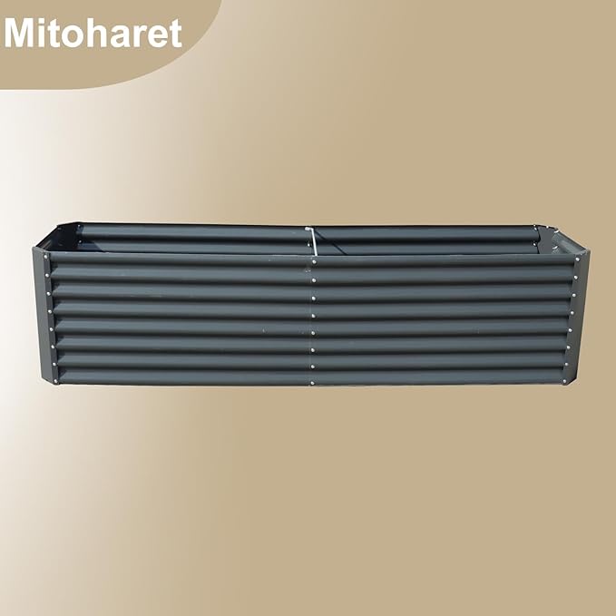 239 Gallons 8x2x2Ft Outdoor Metal Raised Garden Bed Flower Box Gray for Various Growth Conditions for Outdoor Vegetable Flowers Fruit Suitable