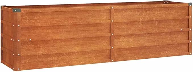 YAFF Large Rustic Corten Steel Garden Planter Box – Durable Weathered Metal for Outdoor Flowers Veggies Herbs – 63 Length Decorative Inlays Perfect for Patios &amp Balconies