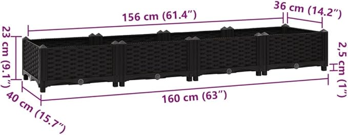 SKM Raised Bed 160x40x23 cm Polypropylene (Weight-12KG)-6529