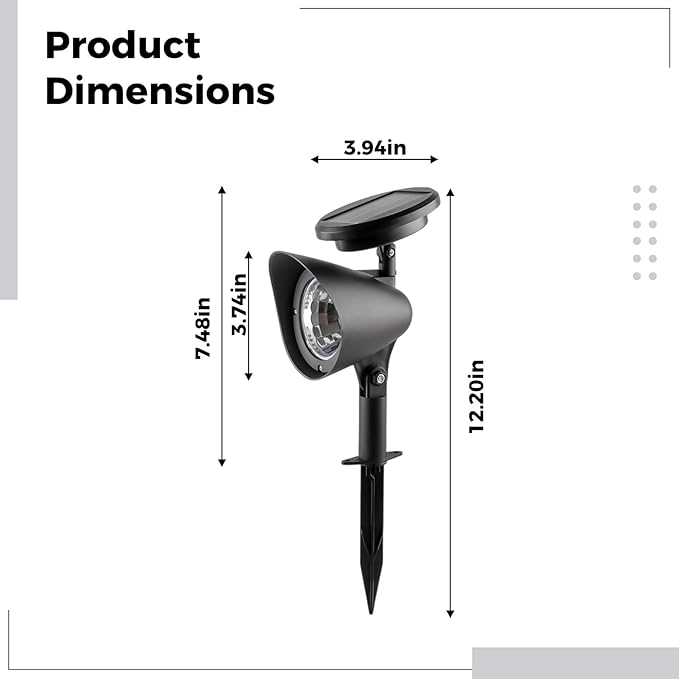 2 Pcs Green Solar Spotlights Waterproof Led Outdoor Landscape Lighting Includes Solar Panel Provides 6-8H of Light for Garden Lawn Patio Yard Decor