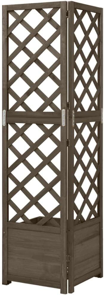 Corner Trellis PlanterWood Planter with Trellis Planter Box with Trellis Raised Garden Bed Outdoor for Plants Hanging Flower Baskets Gray 15.7x15.7x59 Solid Fir Wood