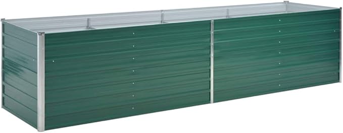 Garden Raised Bed Galvanized Steel 126x31.5x31.3 Green