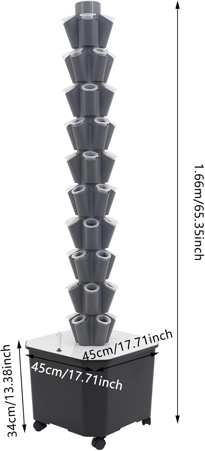 Hydroponics Growing System 50-Plants Indoor Hydroponic Tower with Pump System Vertical Garden Planter with Wheels Hydroponic Germination Kit for Fruits Vegetables Herbs