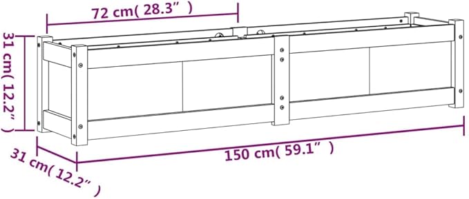 Wooden Raised Garden Bed Garden Planter Box Outdoor Wood Raised Garden Bed for Planting Plants Vegetables Wax Brown 59.1x12.2x12.2 Solid Wood Pine-363