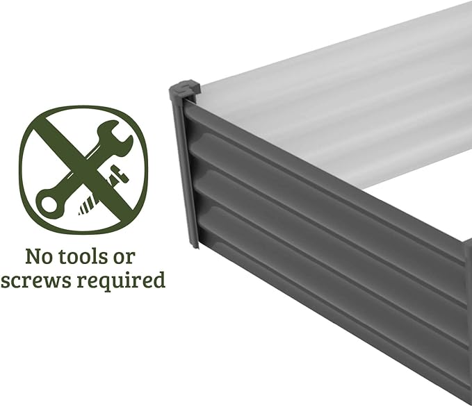 ABSCO Premium Galvanized DIY 4' x 3' Square Garden Bed DIY with Easy Assembly and Superior Drainage Woodland Gray Galvanized Steel Metal Planter Garden Planter Box with 16 Walls for All Plants