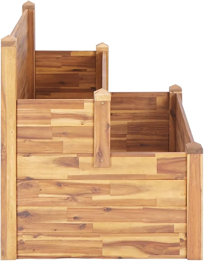 2-Tier Wooden Garden Planter Box Wood Garden Raised Bed for Plants Vegetables Herbs and Flowers 43.3x29.5x33.1-405