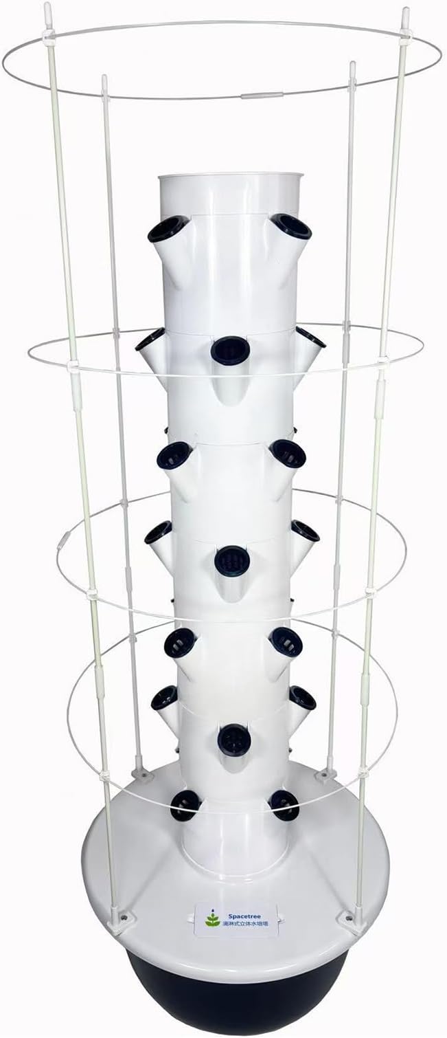 Hydroponic Tower Growing System Vertical Planter Tower with Climbing Trellis 20/28/36 Plants Sites Water Circulation Suitable for Indoor and Greenhouse