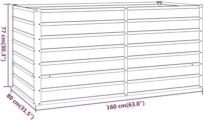 Garden Raised Bed Brown Corten Steel Large Sturdy Outdoor Planter Box for Vegetables Herbs Flowers 63x31.5x30.3 Inch