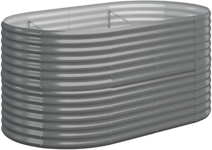 SKM Garden Raised Bed Grey Powder-Coated Steel Large DurableGrey (Weight 20.81KG)