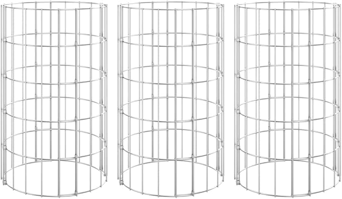 3pcs Circular Gabion Raised Beds Galvanised Steel Outdoor Patio Terrace Lawn Home Gardening Planter Basket Gabion Cage Flower Pot Stand for Outdoor Garden Ø11.8x19.7