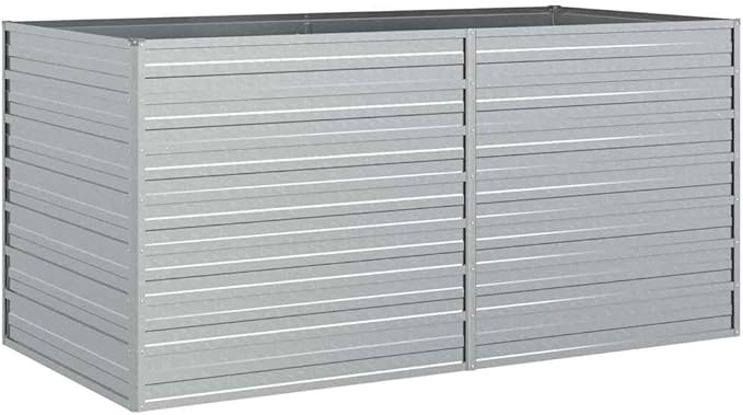 Garden Raised Bed Silver Galvanized Steel Planter for Outdoor Plants 63 x 31.5 x 30.3 Inch Rectangular Elevated Garden Bed