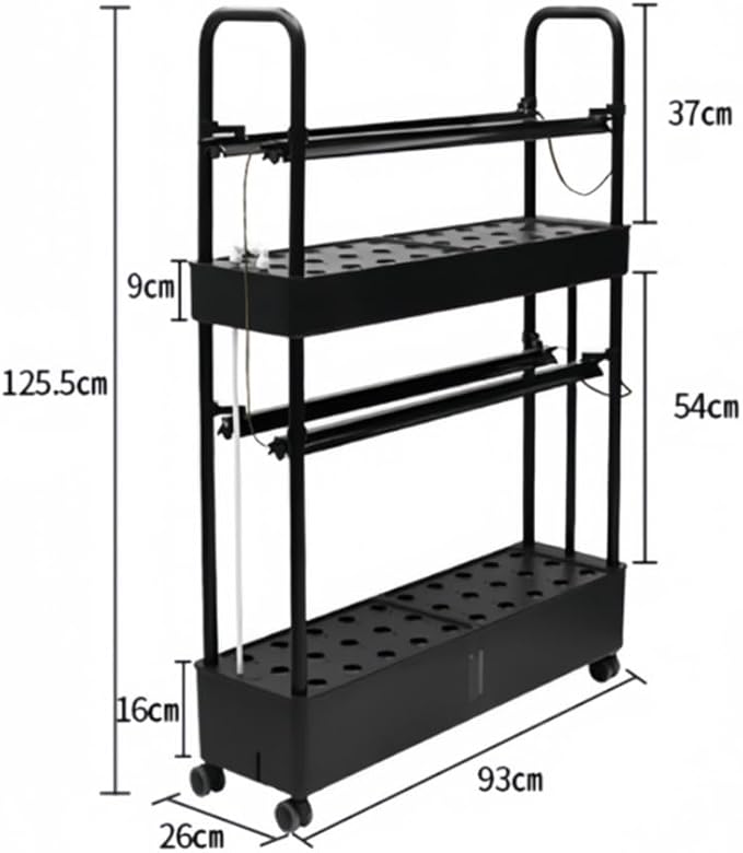 Hydroponics Growing System Kit with Universal Wheel Hydroponics Tower with Grow Light Auto Circulating Water System Adjustable Lamp Height for Fruits Vegetables
