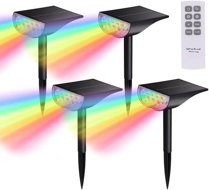 Spotlight Outdoor Solar Auto Parks Lawns Yards For Illuminating Led Light Patio Light Waterproof Landscape In-Ground Light Control Remote With Spotlight Color-Changing Garden Solar Pcs 4