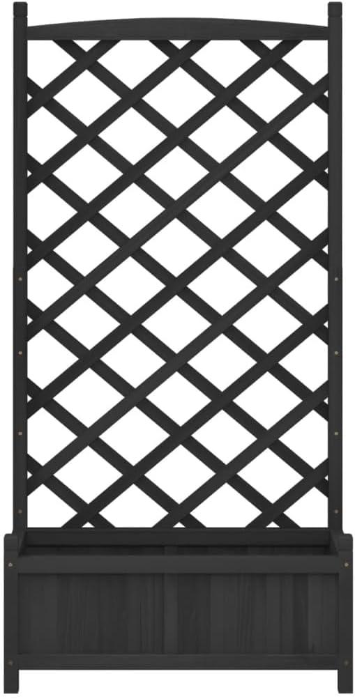 Black Matte Fir-Wood Trellis Planter 59.1 Tall Raised Garden Bed with Drainage Holes for Patio Balcony Outdoor Indoor Climbing Plants Large Rectangular Container