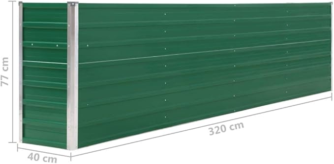 Outdoor Garden Raised Bed Galvanized Steel Metal Outdoor Garden Raised Planter Box for Flowers Vegetables Fruits Herbs Green 126x15.7x30.3