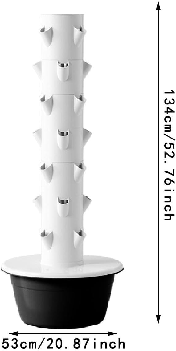 Hydroponic Tower Hydroponics Growing System Kit Accessories Gardening Pots Practical Vertical Planter for Strawberries Black M