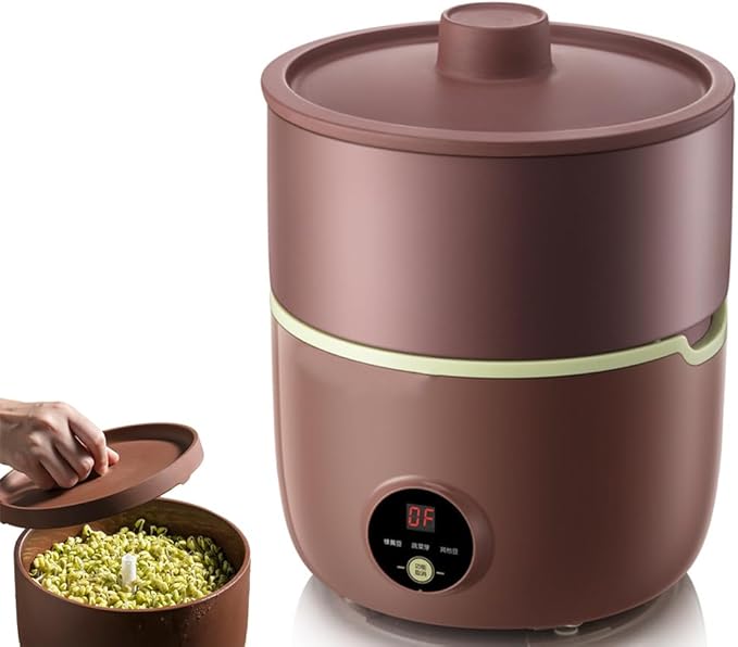 Automatic Bean Sprouts Maker Kit - Electric Sprouts Machine with Purple Clay Seed Germination Container Seedling Tools Watering