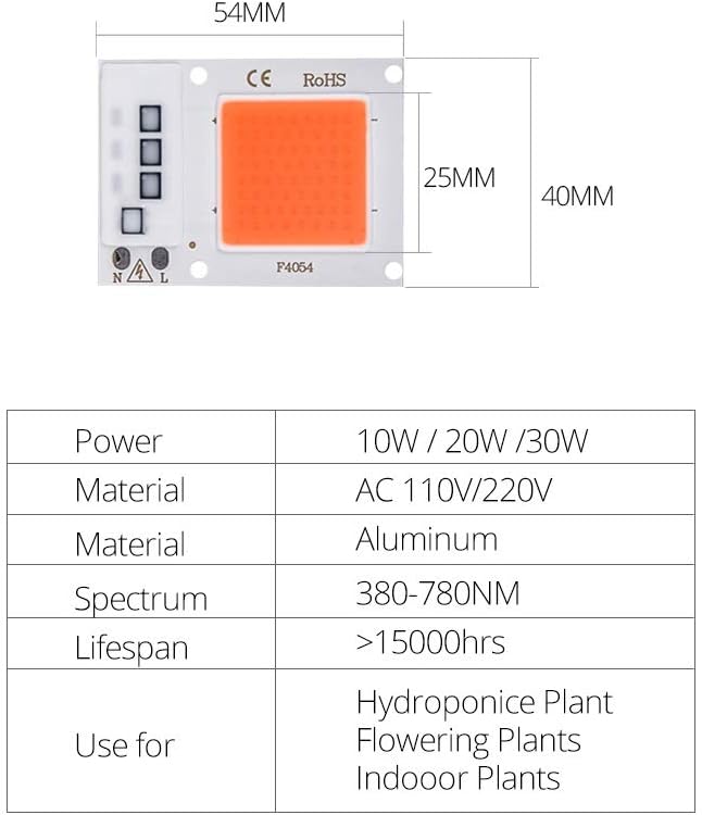 Lights 10pcs LED Phyto Lamp 10W 20W 30W 110V 220V Full Spectrum Growing Lamps Floodlight Source Indoor Tent Greenhouses Plants Seeding (Size : 110V Color : 20W)