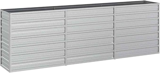 Galvanized Steel Garden Raised Bed Outdoor Planter Box Metal Patio Kit Planting Bed for Vegetables Flower Herb 94.5x15.7x30.3 Galvanized Steel Silver-705