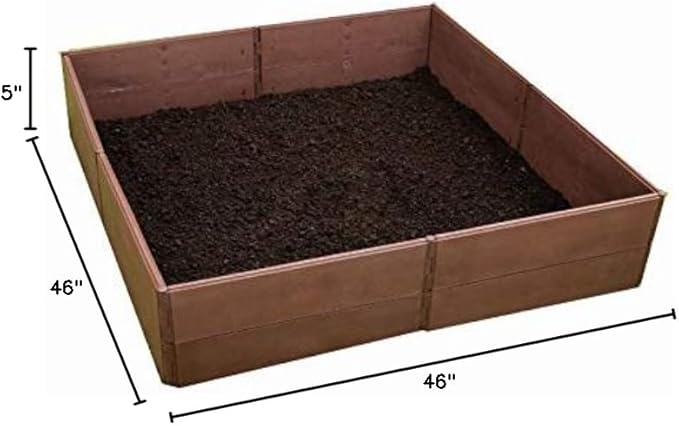 Emsco Group Raised Bed Garden Bed Boards - 4' x 4' - Brown