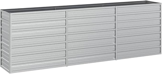Garden Raised BedOutdoor Planting BoxesHerb Garden Planter OutdoorPlant Box Patio Plantersfor FlowerHerbBackyardPatioBalcony 94.5x15.7x30.3 Galvanized Steel Silver