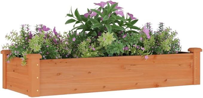 Wooden Garden Raised Bed with Liner for Vegetables Gardening Flowers Outdoor Wooden Raised Garden Bed Planter Box for Backyard Garden Lawn Brown 47.2x17.7x9.8 Solid Wood Fir
