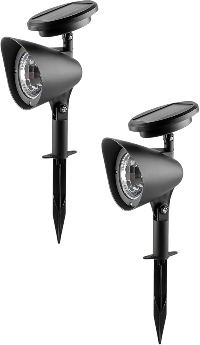 2 Pcs Solar Spotlights Led Outdoor Landscape Lights Green Waterproof With Solar Panel 6-8H Illumination For Garden Lawn Patio Decor