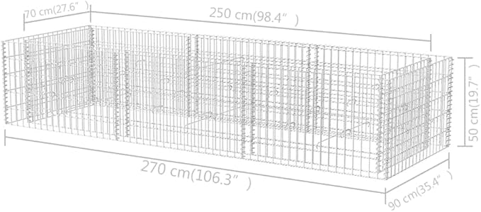 SKM Gabion Raised Bed Steel 106.3x35.4x19.7