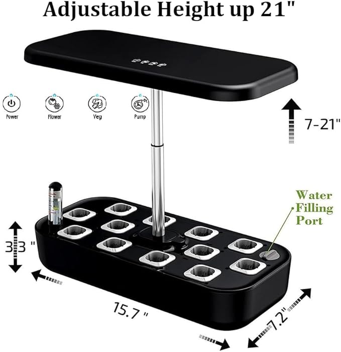 Hydroponic Growing System 12 Pod Smart Planter Herb Planter 50cm Adjustable Light Arm Touch Control Panel Full Spectrum 35W LED Lighting System for Home Kitchen Gardening