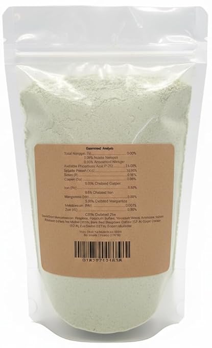 Greenway Biotech Inc. Lettuce Fertilizer Powder 8-15-36 Plus Trace Minerals and 100% Water Soluble Includes Essential Chelated Micronutrients for Healthy Plants (2 Pounds)