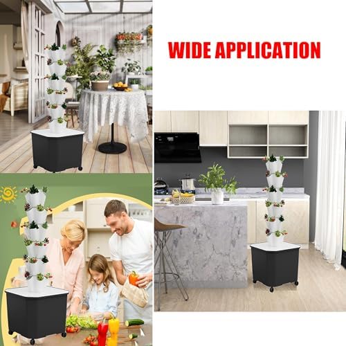 Aeroponic Garden Tower for Herbs Fruits and VegetablesHydroponics Growing Sys-TEM KitVertical Hydroponic Tower GardenIndoor Hydroponic Growing Sys-TEMWhite-10LAYERS