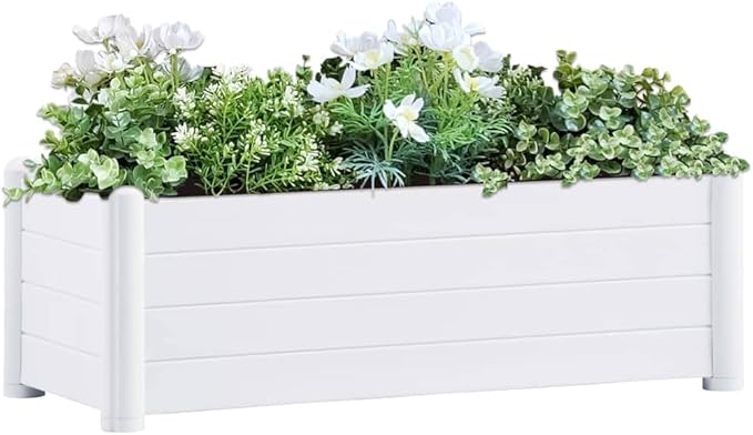 vidaXL Patio Raised Bed PP White 39.4x16.9x13.8