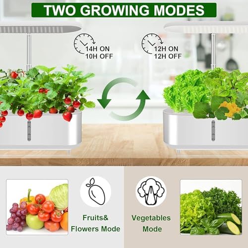 Hydroponic Plant Germination Kit with LED Grow Light Automatic Water Pump 10 Pods 3.6L Tank - Indoor Hydrophonic Planter Grower for Home Kitchen