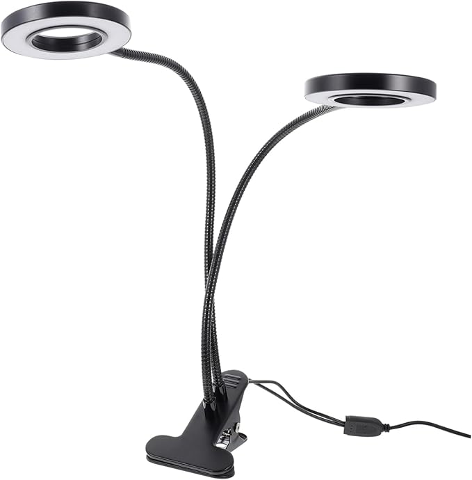 LED Plant Growth Light with Double Heads Indoor Use Lamp for Greenhouse Home USB Powered Clip Design for Succulents Potted Plants