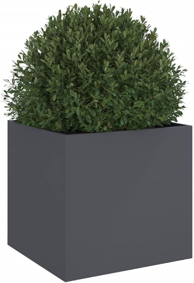 Anthracite Steel Planter 19.3x18.5x18.1 Metal Flower Box for Outdoor Gardening Plant Vegetable &amp Herb Planting