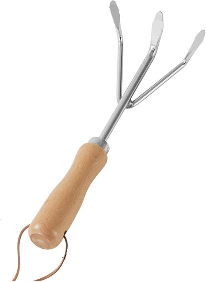 Garden Tools Set Stainless Steel Rake/Fork/Shovel Gardening Kit Indoor and Outdoor Hand Planting(Rake)