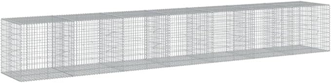 Galvanized Iron Gabion Basket with Cover 275.6x39.4x39.4 Large Outdoor Planter Box for Raised Garden Bed Landscaping and Decorative Structures
