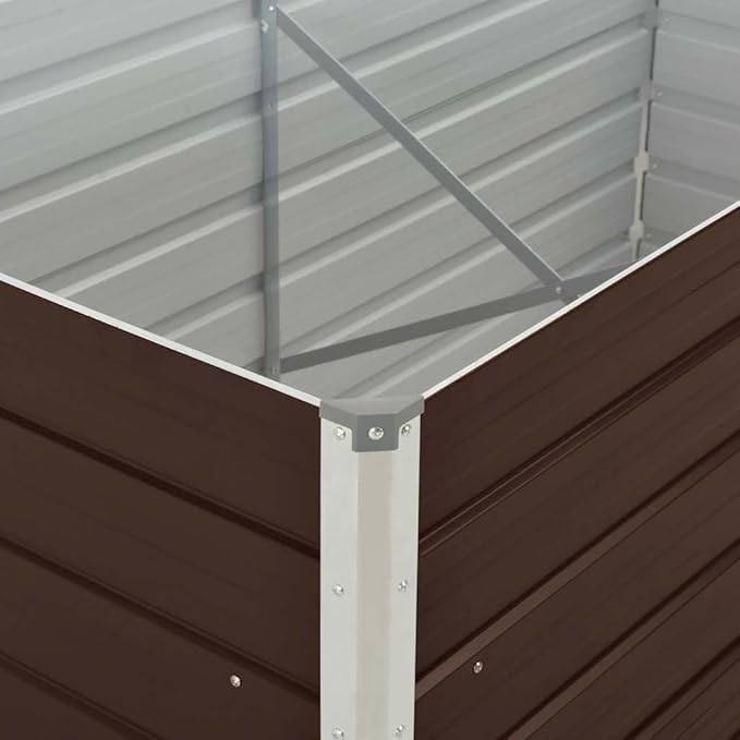 YAFF Large Brown Galvanized Steel Raised Garden Bed – Durable Weather-Resistant Metal Planter for Vegetables &amp Flowers Easy to Assemble 63x31.5x17.7 with a Modern Aesthetic for Outdoor Spaces
