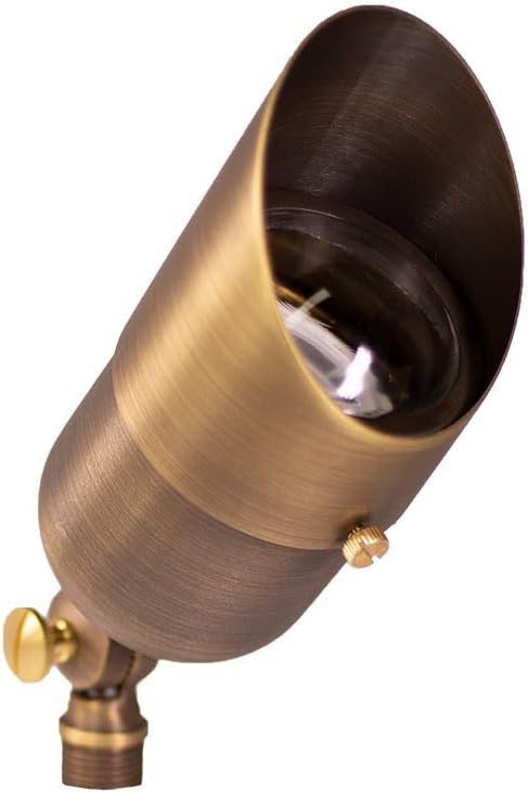 12V LogiSpot Brass Outdoor Spotlight (Bronze) for Low Voltage Landscape Lighting of Yard Lawn Garden Patio Trees &amp House