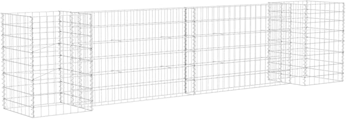 Large Raised Garden Bed 102.4 x 15.7 x 23.6 in Silver Metal Gabion Planter for Outdoor Flowers Vegetables Patio Trough Planter Box Industrial Style