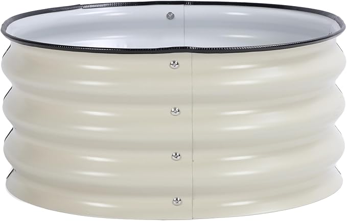 GOWENIC Raised Garden Bed Galvanized Metal Planter Box for Vegetables Flower with Open Bottom Drain Design Round Corners Easy to Install 23.6x23.6x11in 9.6lb for Home